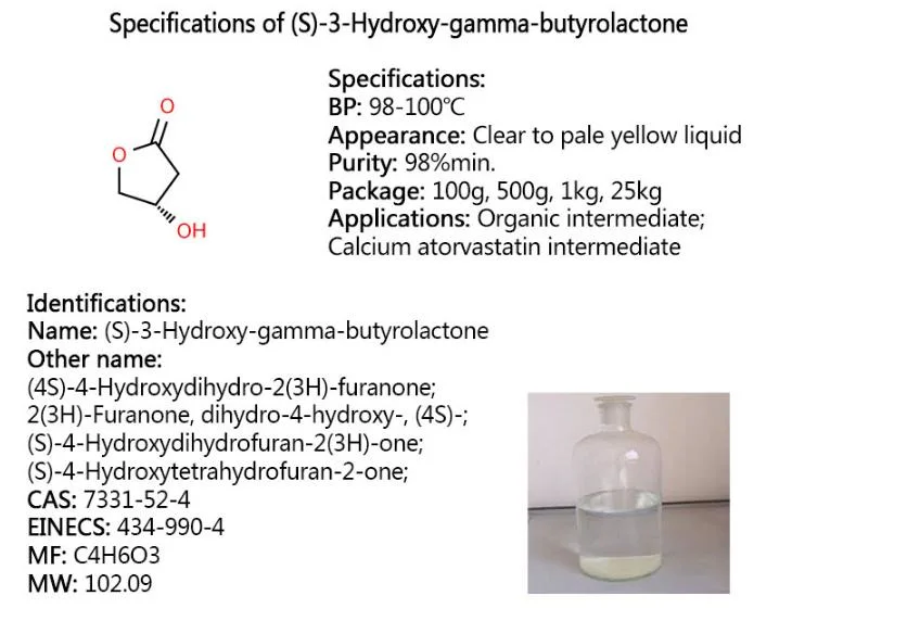 High Quality Pharmaceutical Intermediates (S) -3-Hydroxy-Gamma-Butyrolactone CAS 7331-52-4