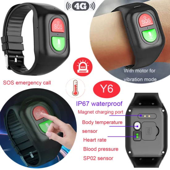 2023 Best Elderly healthcare 4G Panic button SOS GPS bracelet tracker with Heart rate blood pressure SPO2 thermometer fall down detection Y6